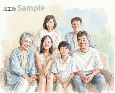 ファミリーMyart写真がオーダーメイドで水彩画調アートポスターに